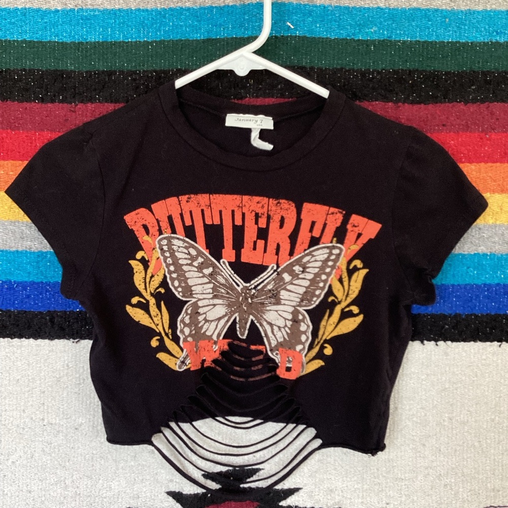 January 7 butterfly women’s cropped t shirt
